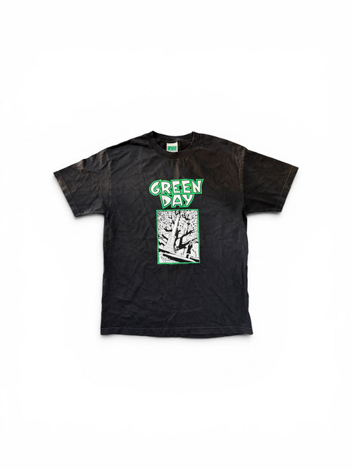 My Store black cotton crewneck t-shirt featuring a bold Green Day graphic print on the front.